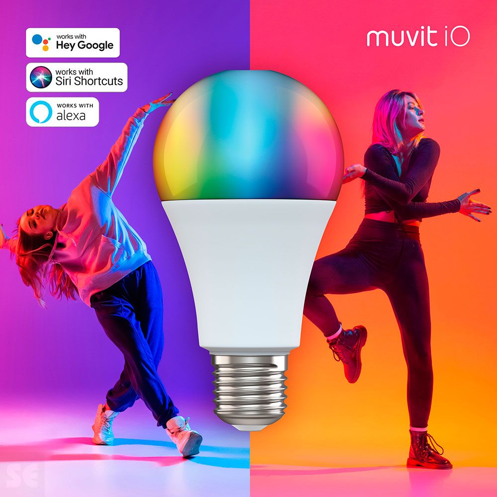 Muvit iO bombilla inteligente A65 E27/14W/1400lm RGB + CCT  D65*131