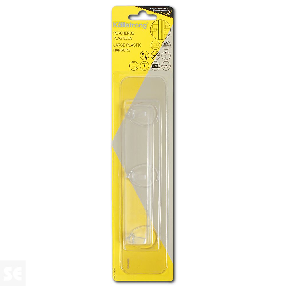 Colgador Multiusos 3 Ganchos Ventosa Transp. Reutiliz. 1 Und