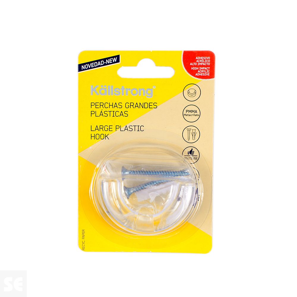 Perchero Metacrilato 1 Gancho Transparente Adhesivo Acrilico