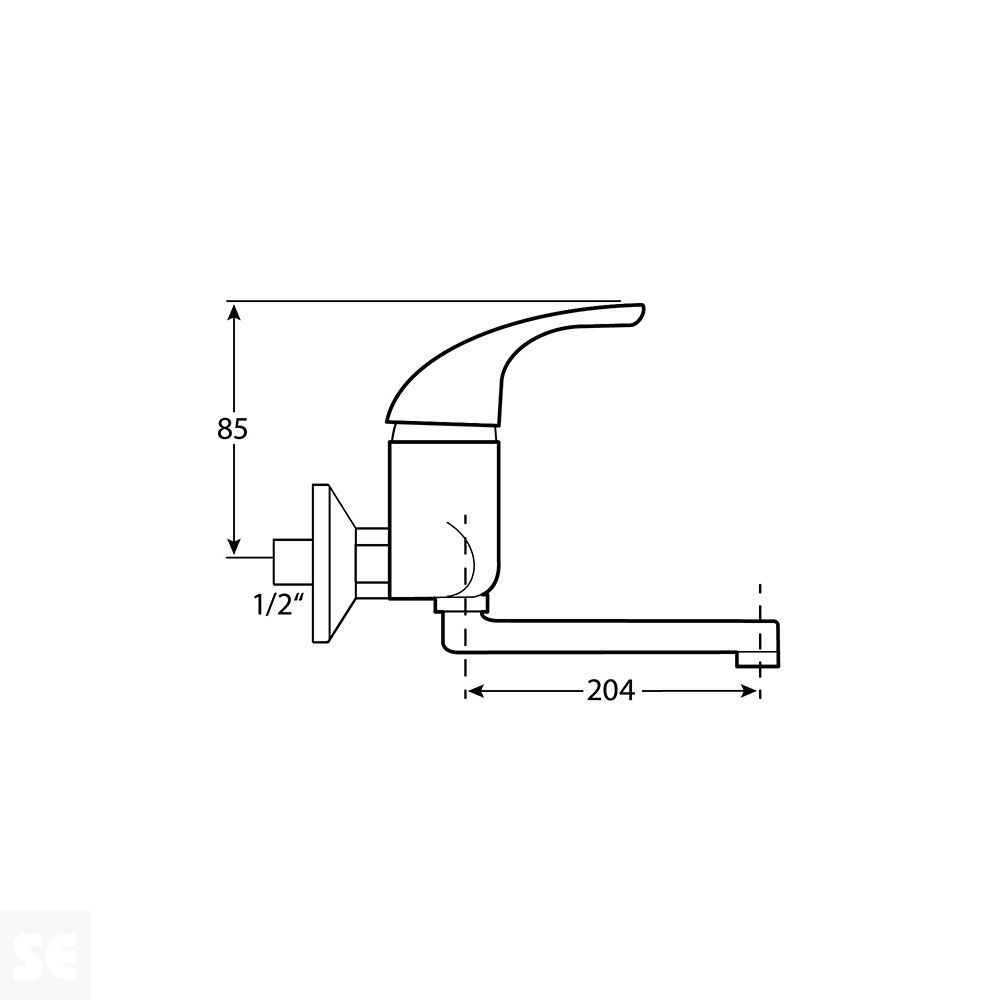 Monomando Grifo Punto Fregadero de Pared Cromo   