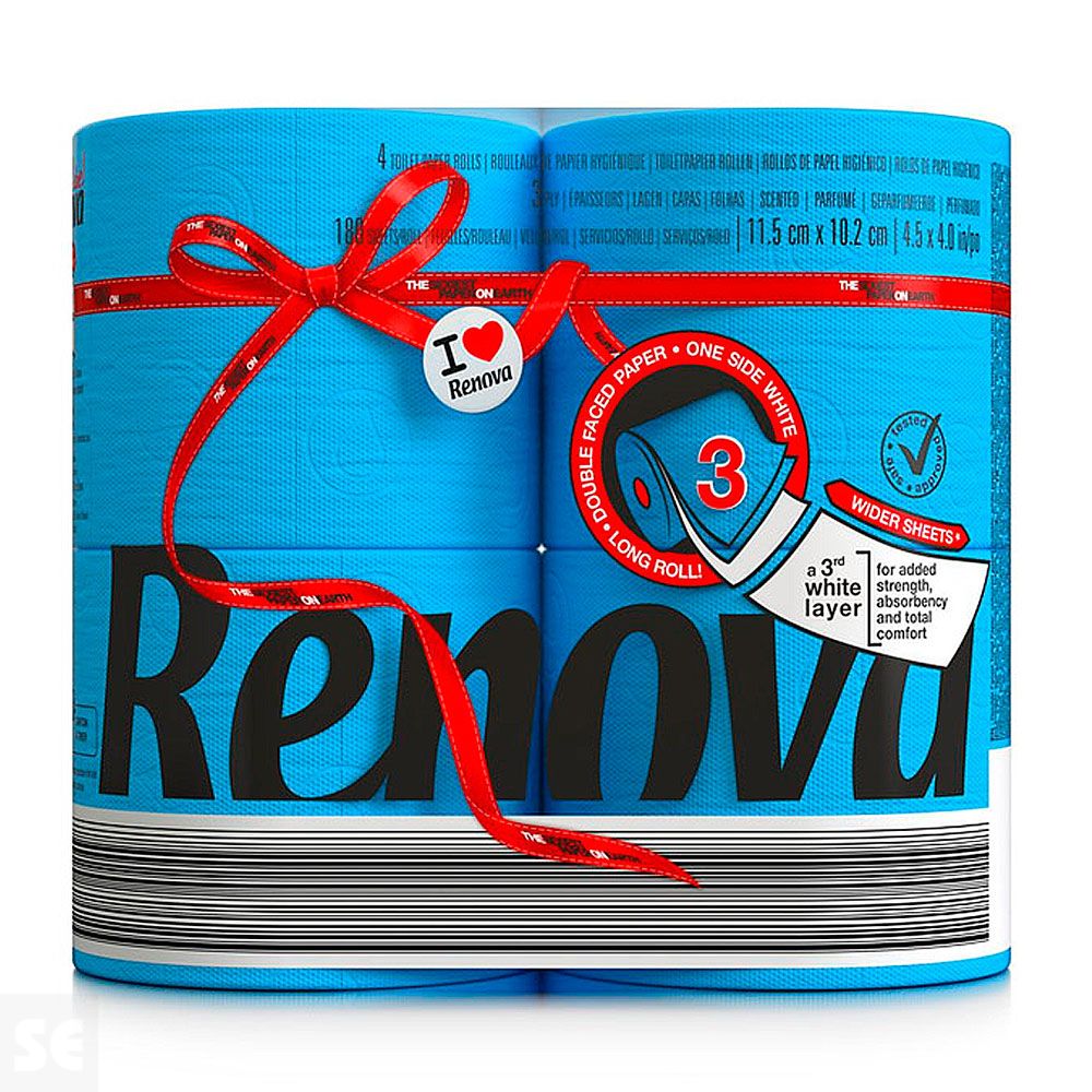 Papel Higiénico Renova Redlabel Maxi Azul 4 Rollos