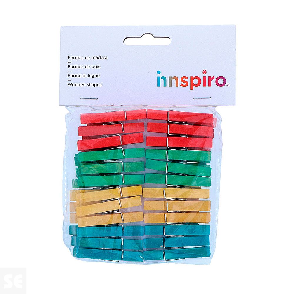 Pinzas Madera Mix Colores 48x7mm. 48u. 99600