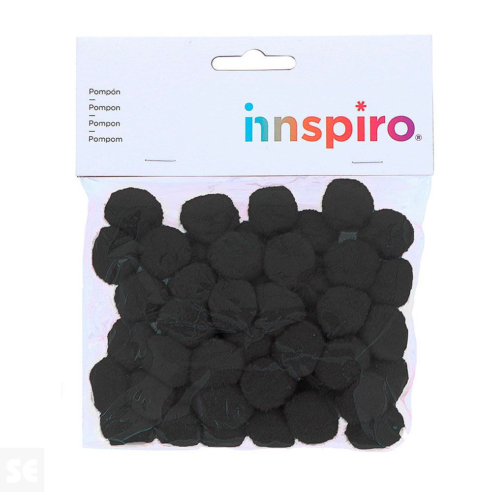 Pompones Polipropileno Negro 25mm. 50u. 99412