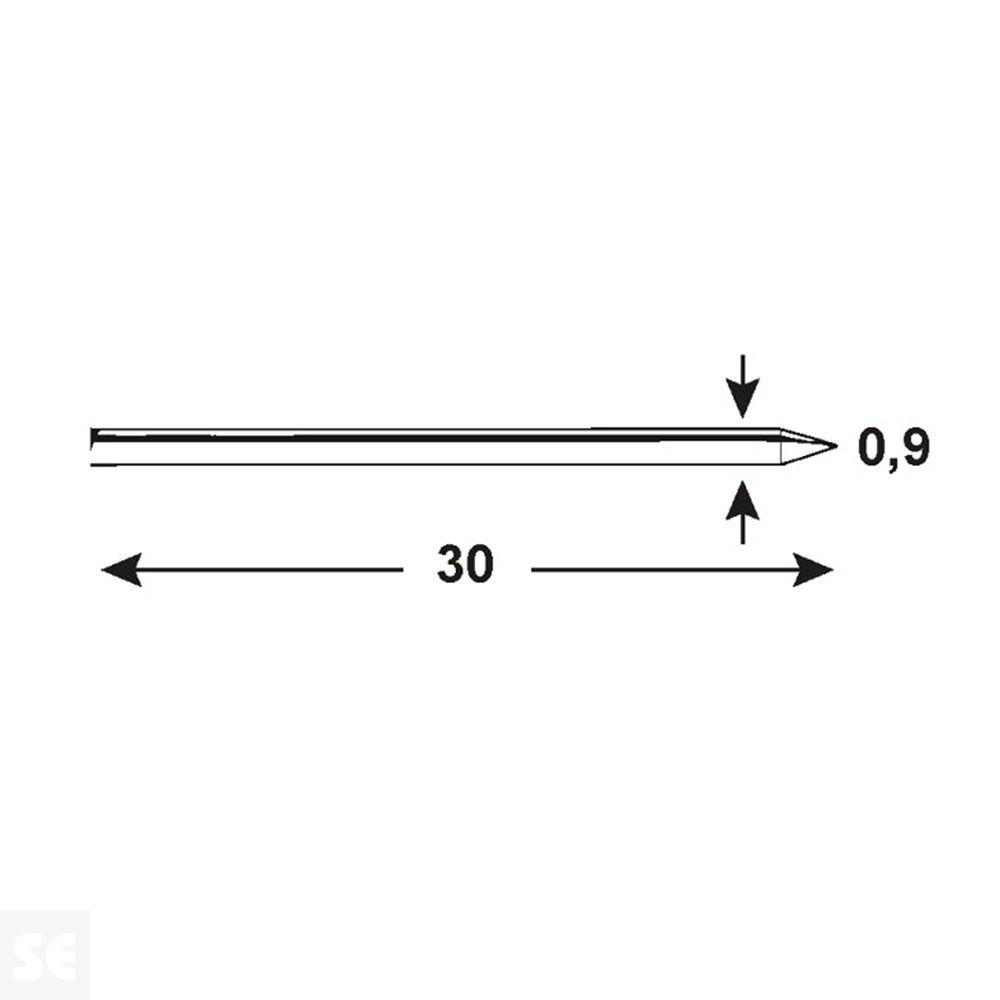 Puntas Latonado 0,9x30mm. (300u.)