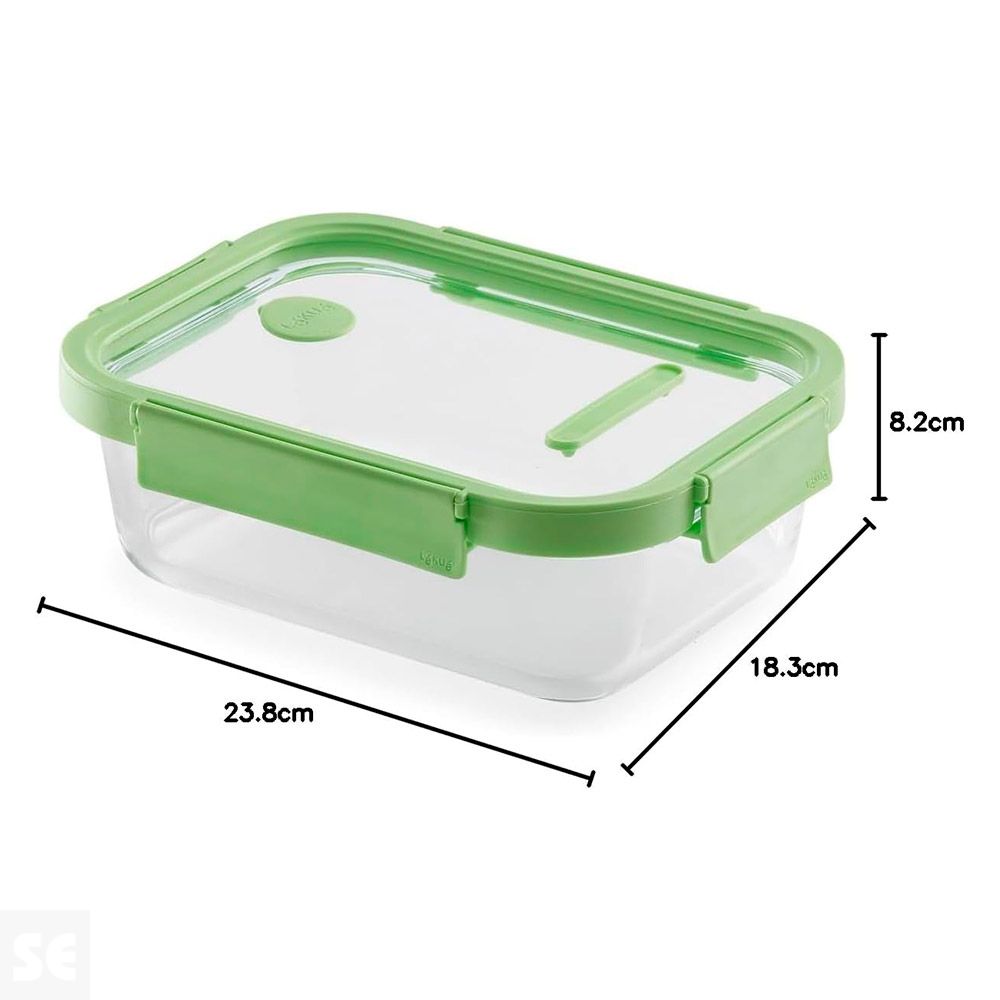 Recipiente Hermético 100% Vidrio Rectangular 1520ml