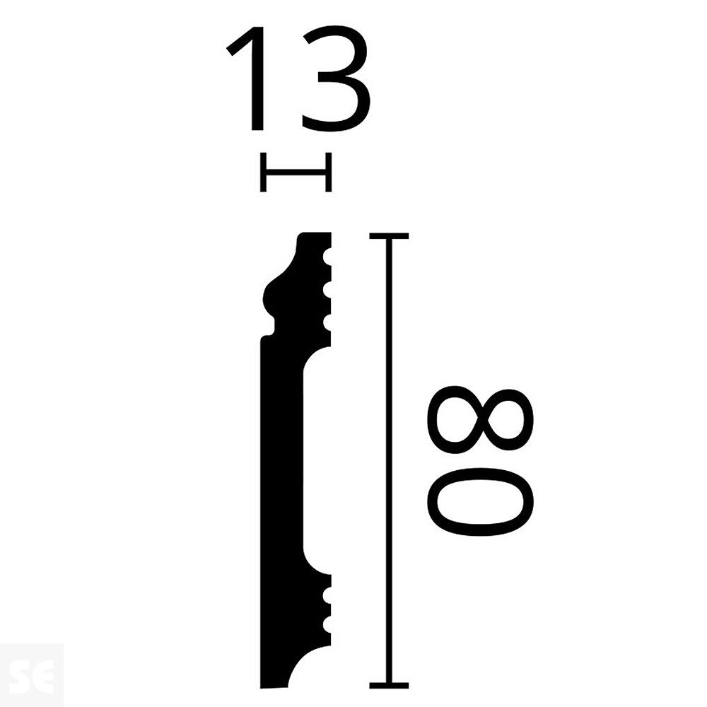 Rodapie / Zócalo decorativo suelo blanco FL1 80x10x2000 mm