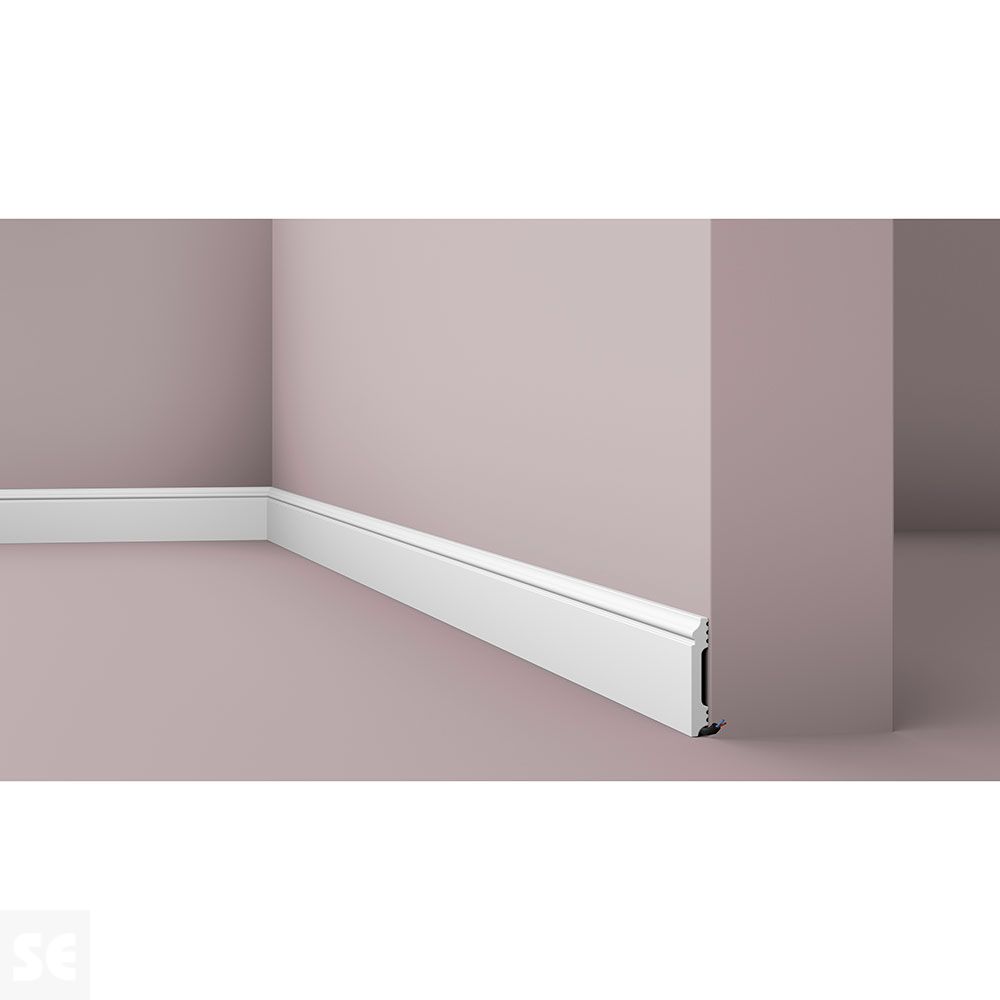 Rodapie / Zócalo decorativo suelo blanco FL1 80x10x2000 mm