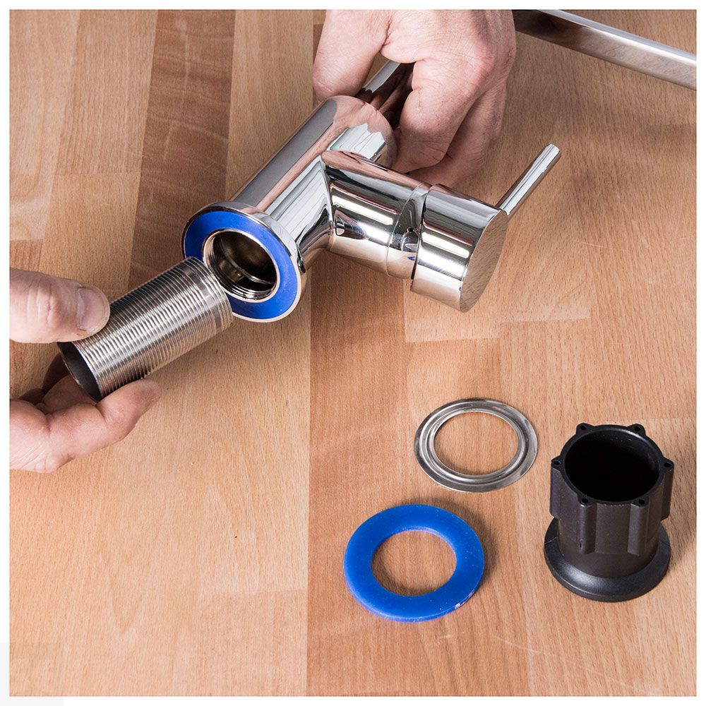 Monomando Grifo Cocina Negro Flexo Silicona 40 cm Alto