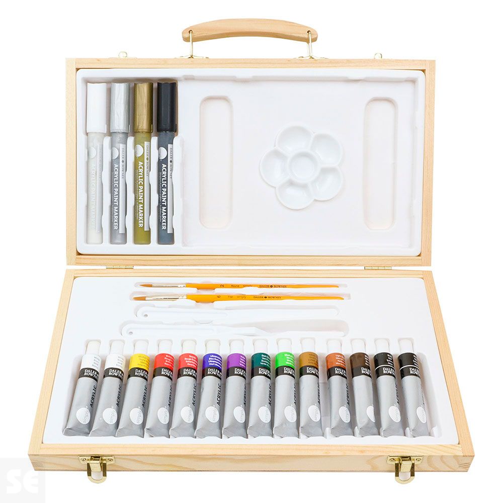 Daler Rowney Simply Set Acrílico Caja de Madera