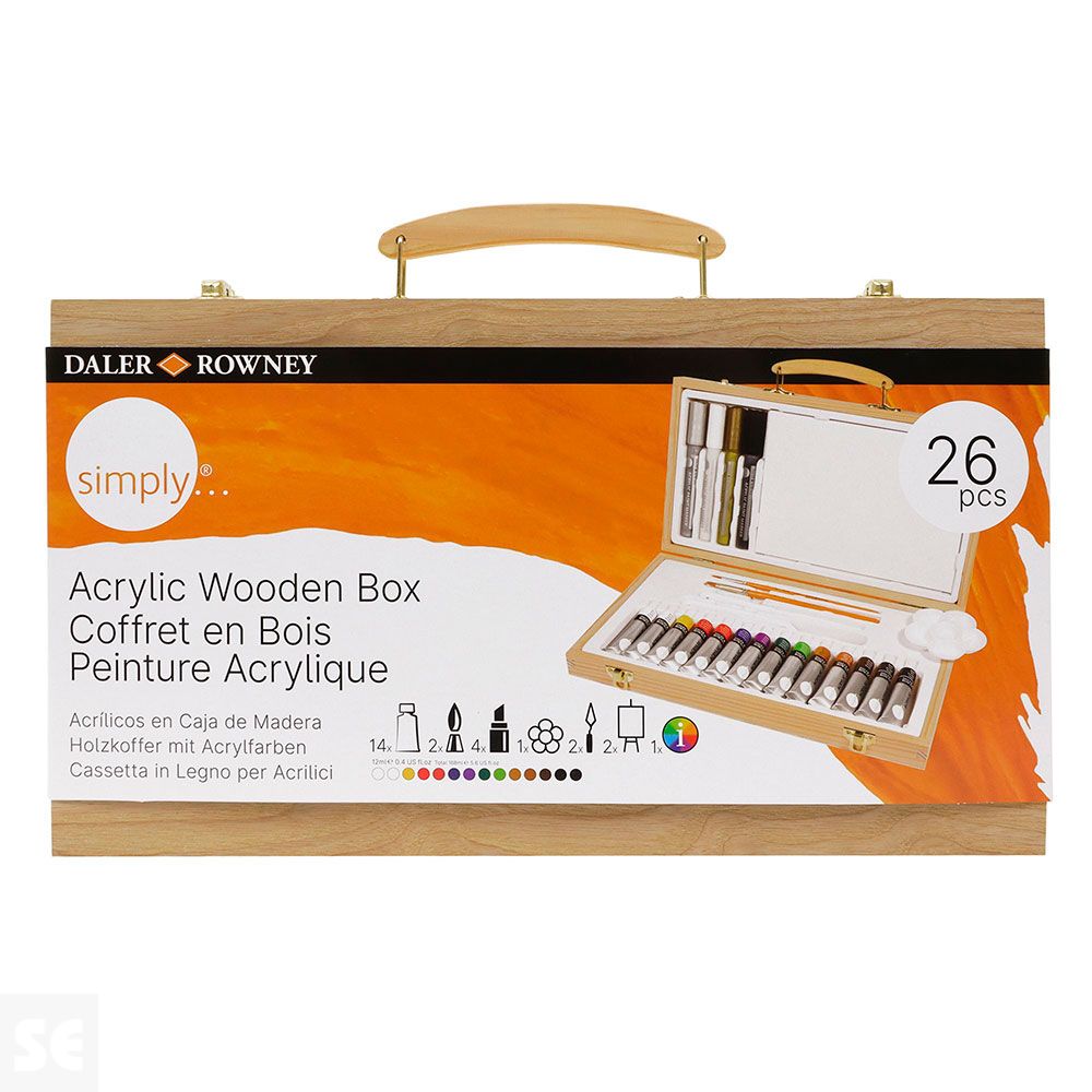 Daler Rowney Simply Set Acrílico Caja de Madera