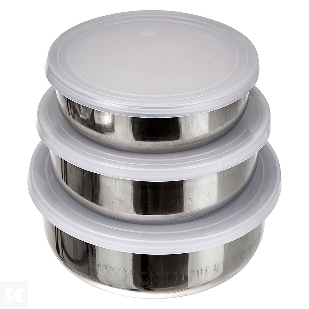 Set de 3 contenedores acero inoxidable 14+16+18 cm