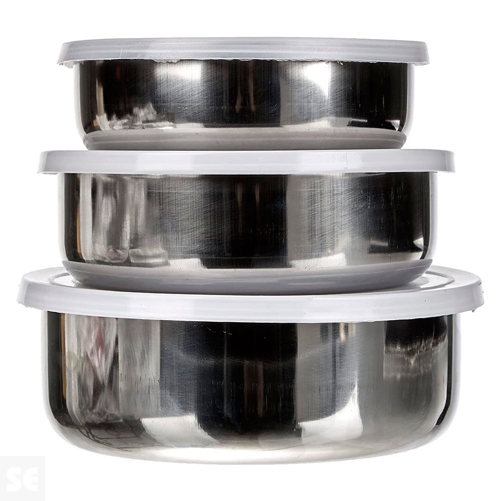 Set de 3 contenedores acero inoxidable 14+16+18 cm