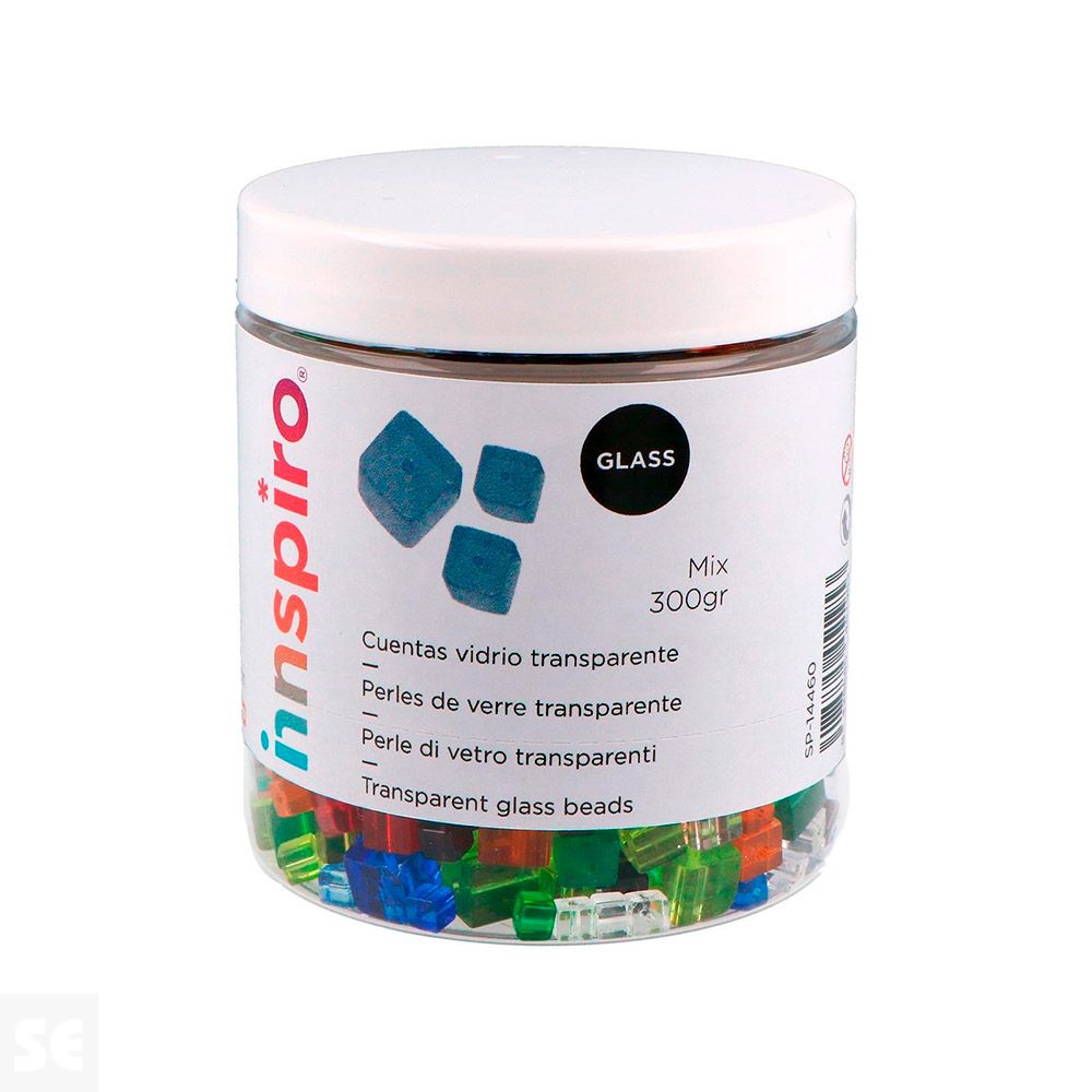 27 Cuenta Vidrio Cubo Transp Mezcla 4-6-8mm 300g