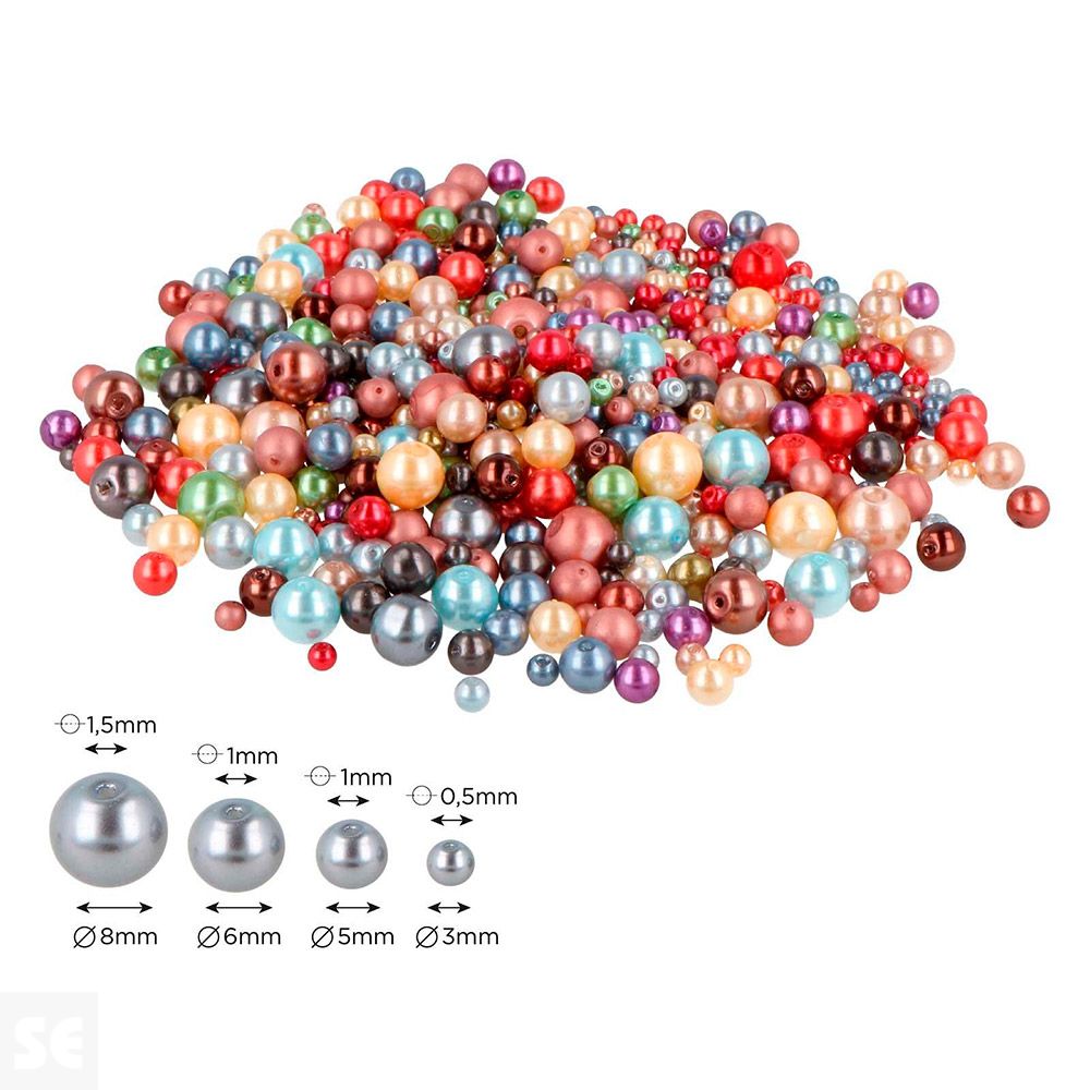 30 Perla Vidrio Lacada Mezcla 3-5-6-8mm 300g