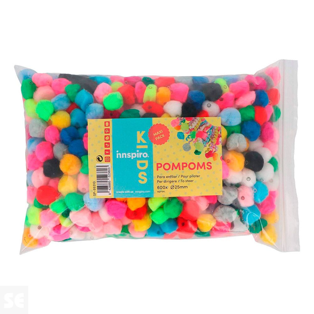 Maxi Pack Pompones para Enfilar Surtidos 25mm 600u.