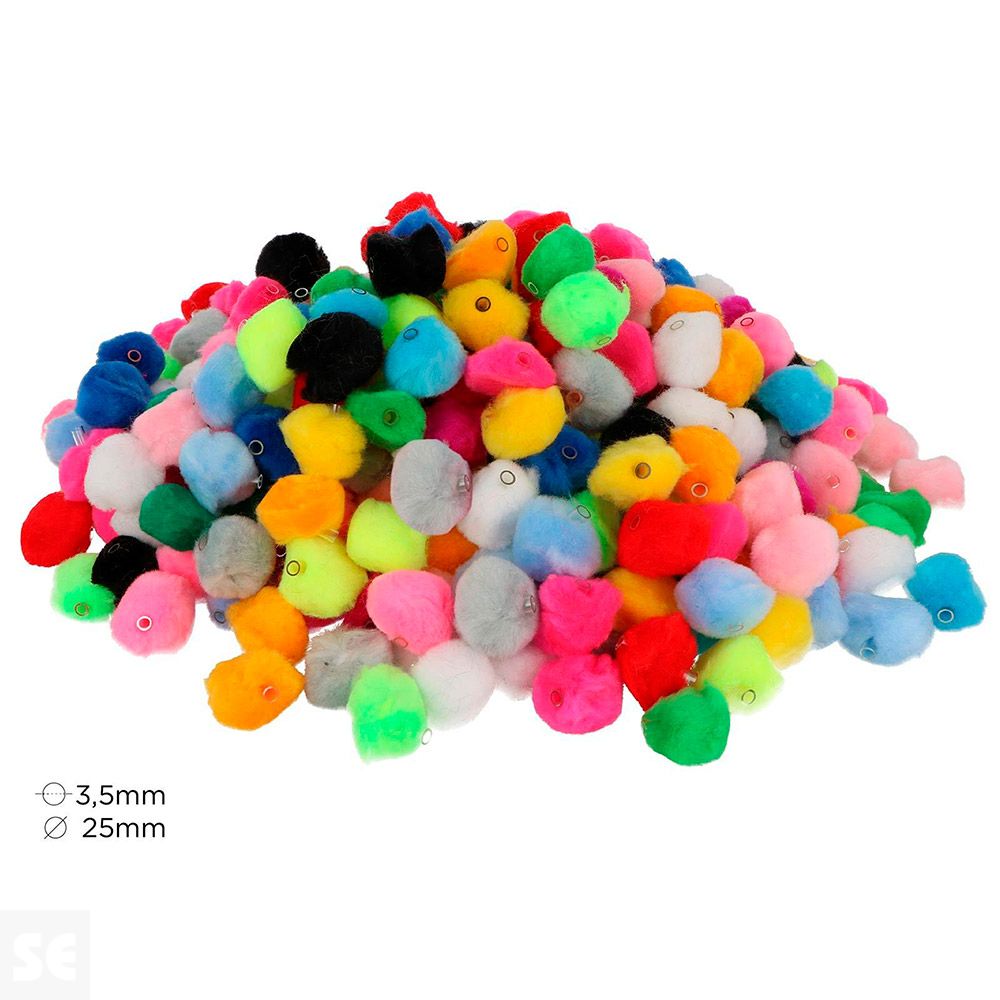 Maxi Pack Pompones para Enfilar Surtidos 25mm 600u.
