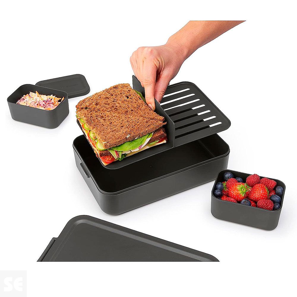 Táper Bento Grande Dark Grey con Compartimentos