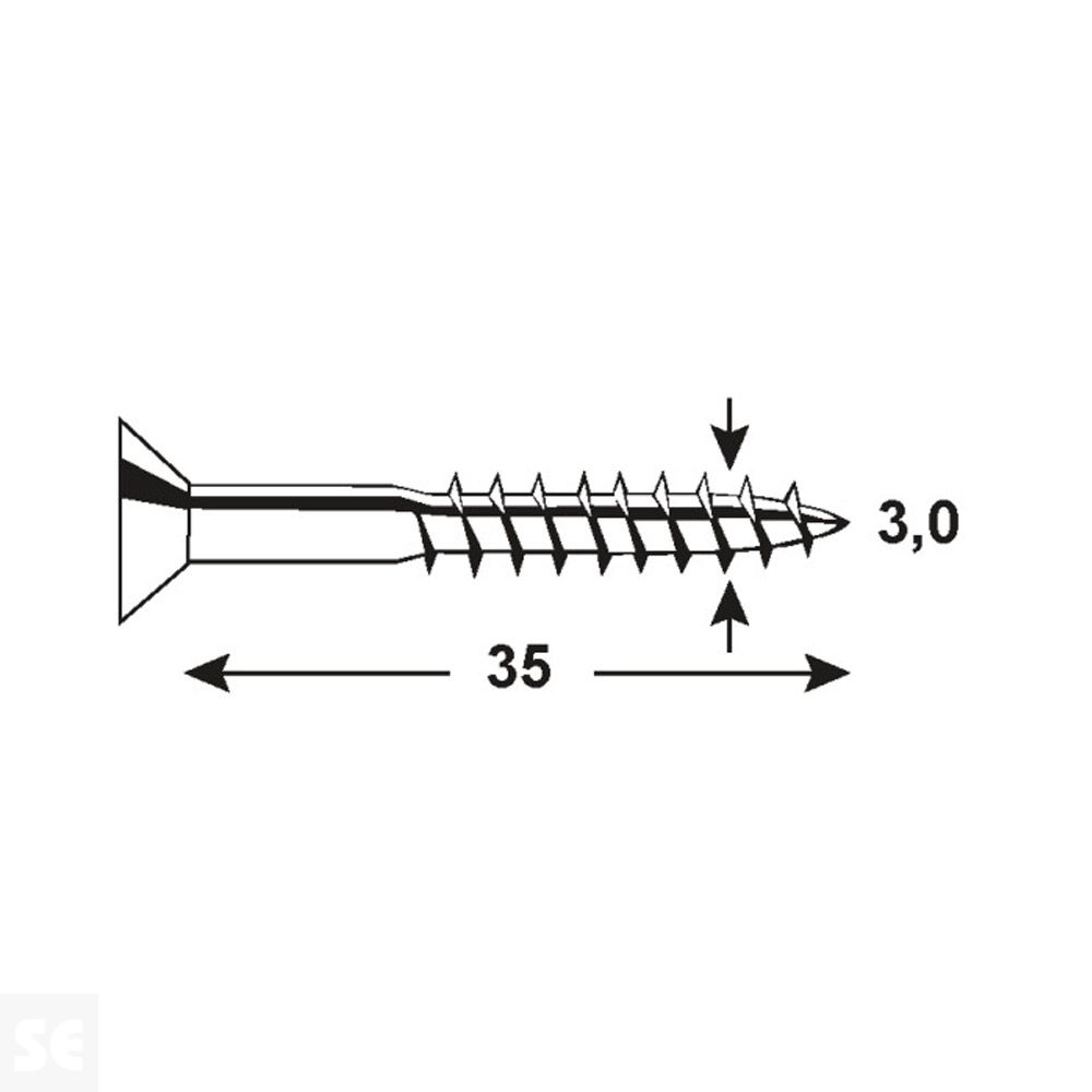 Tirafondo 3,0x35 mm - Pz Galvanizado (30 uds.)