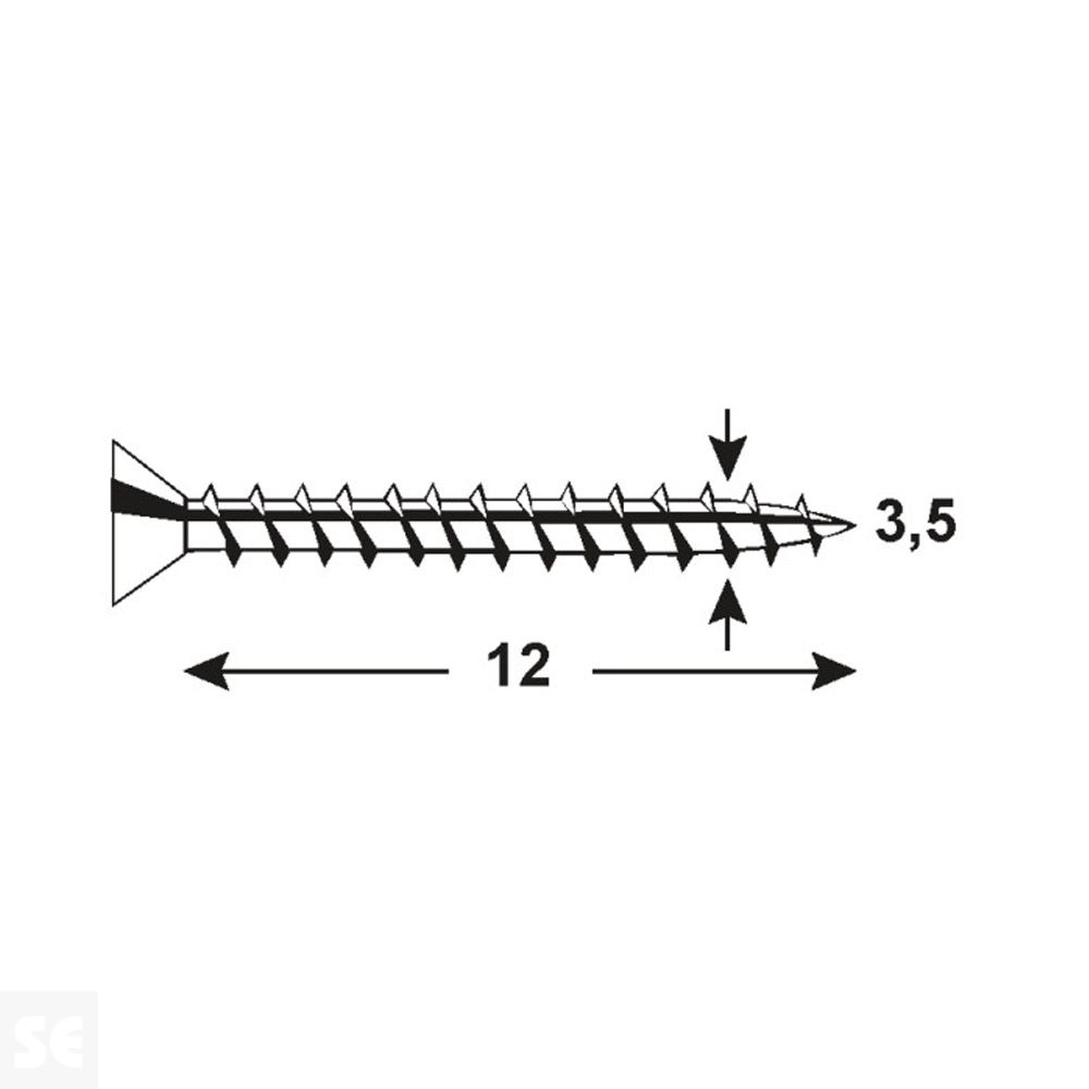 Tirafondo 3,5x12 mm - Pz Galvanizado (50 uds.)