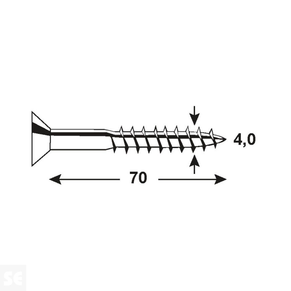 Tirafondo 4,0x70 mm -  Pz Galvanizado (20 uds.)