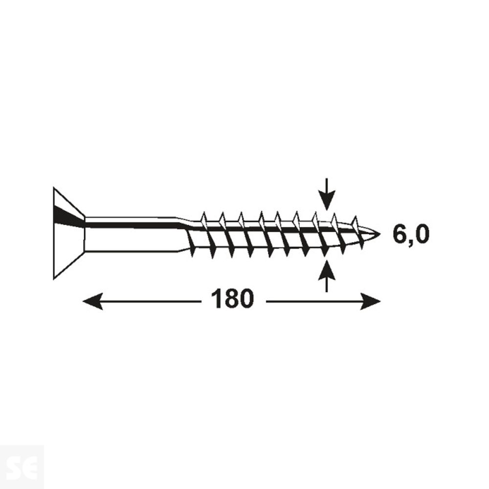 Tirafondo 6,0x180 mm -  Pz Galvanizado (4 uds.)