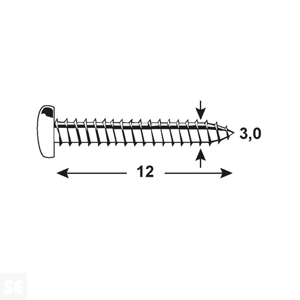 Tirafondos Galvanizado Cabeza Redonda 3,0x12mm. (50u.)