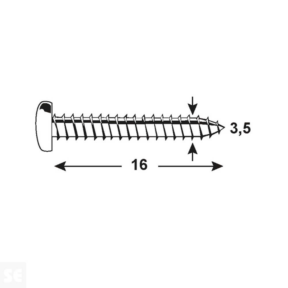 Tirafondos Galvanizado Cabeza Redonda 3,5x16mm. (30u.)
