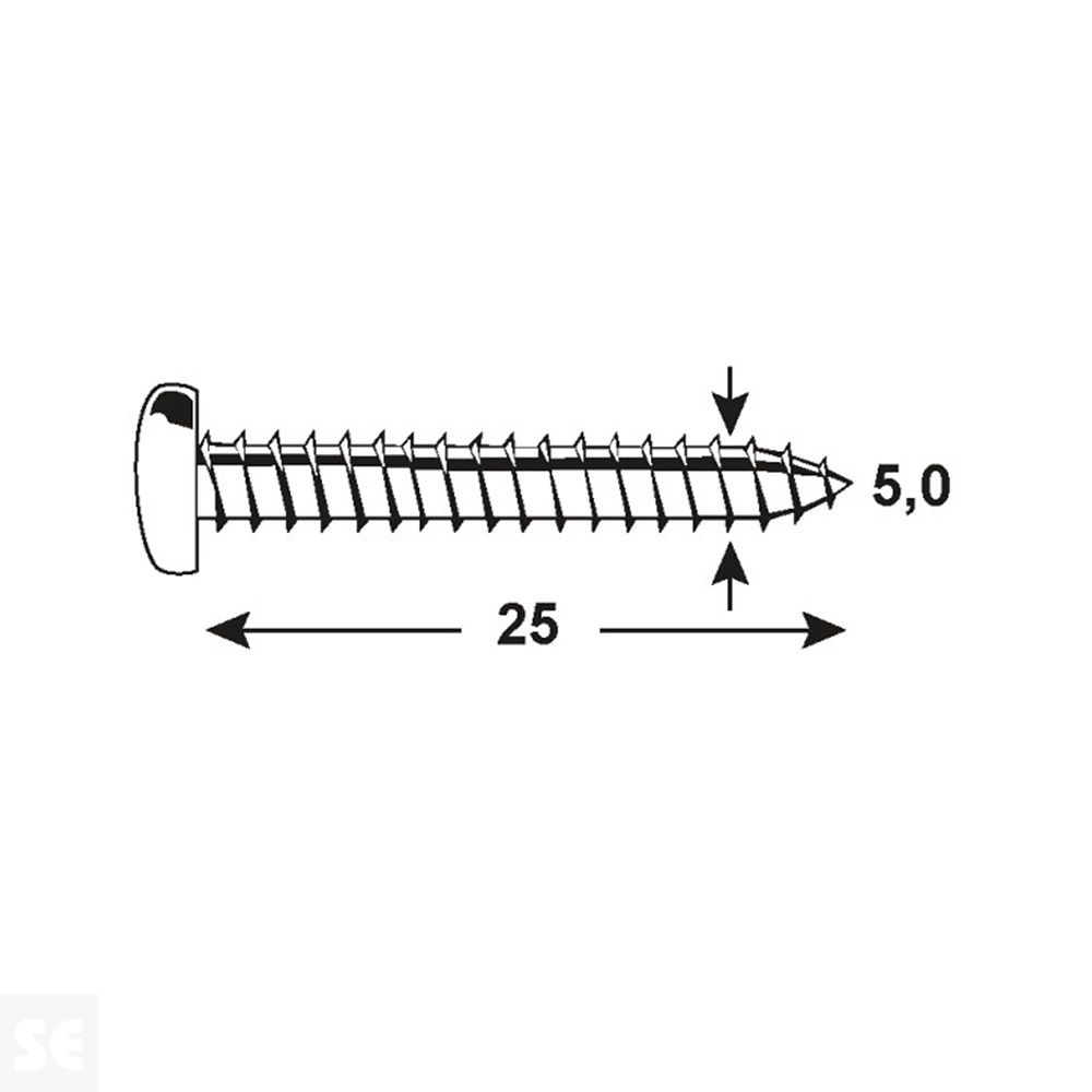 Tirafondos Galvanizado Cabeza Redonda 5,0x25mm. (12u.)
