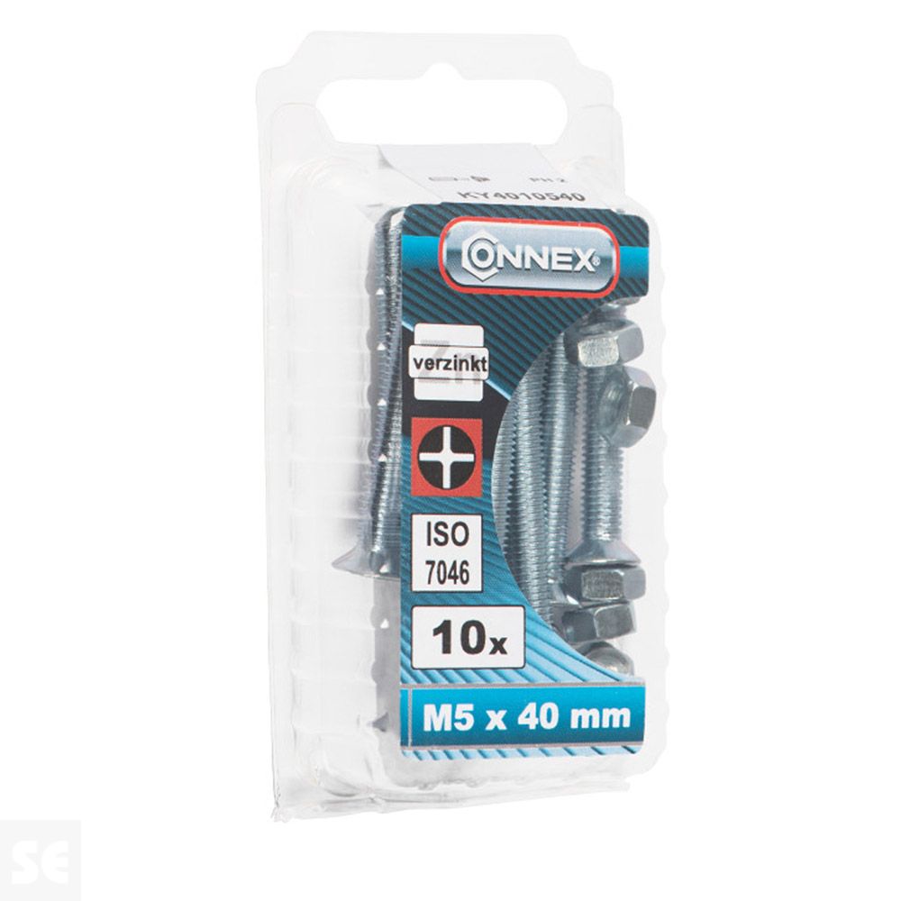 Tornillo Cabeza Avellanada + Tuerca M5x40mm. (10u.)