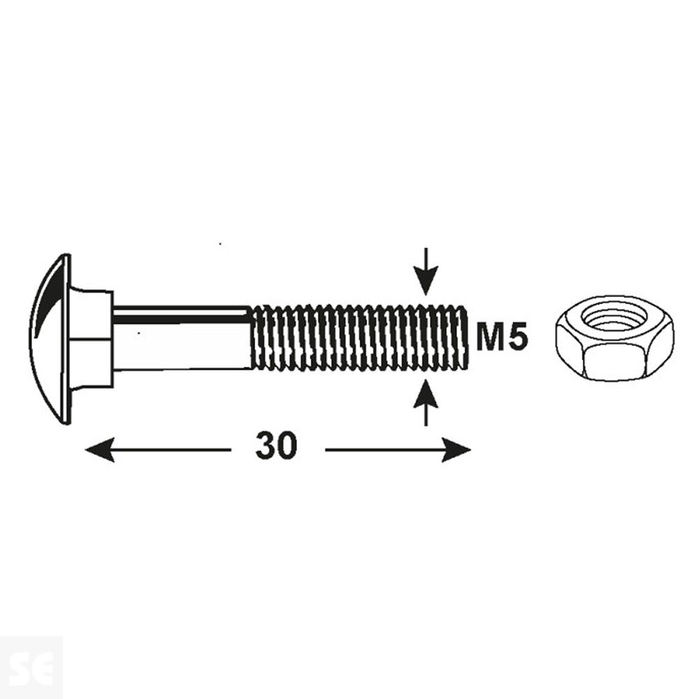Tornillo Bloqueo + Tuercas Trc 603 Cincha Vz 603 M5x30 mm (50u.)