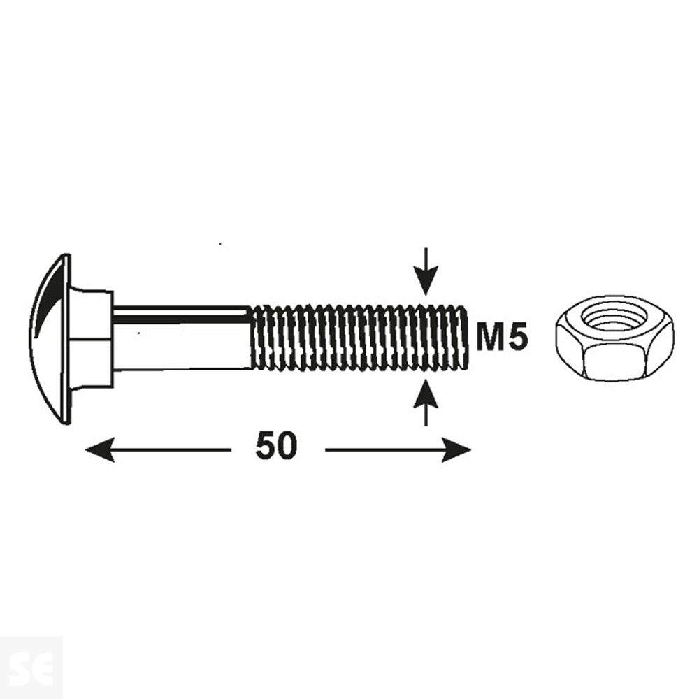 Tornillo Bloqueo + Tuercas Trc 603 Cincha Vz 603 M5x50 mm (20u.)