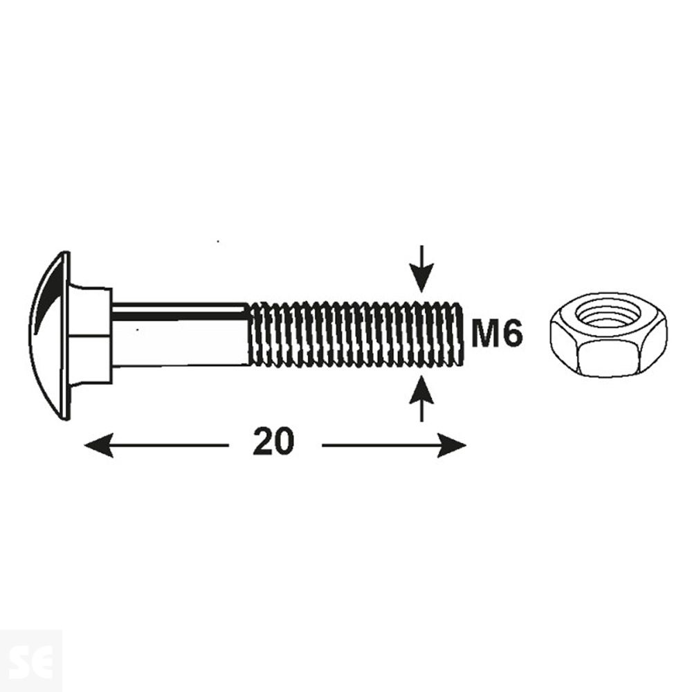 Tornillo Bloqueo + Tuercas Trc 603 Cincha Vz 603 M6x20 mm (25u.)