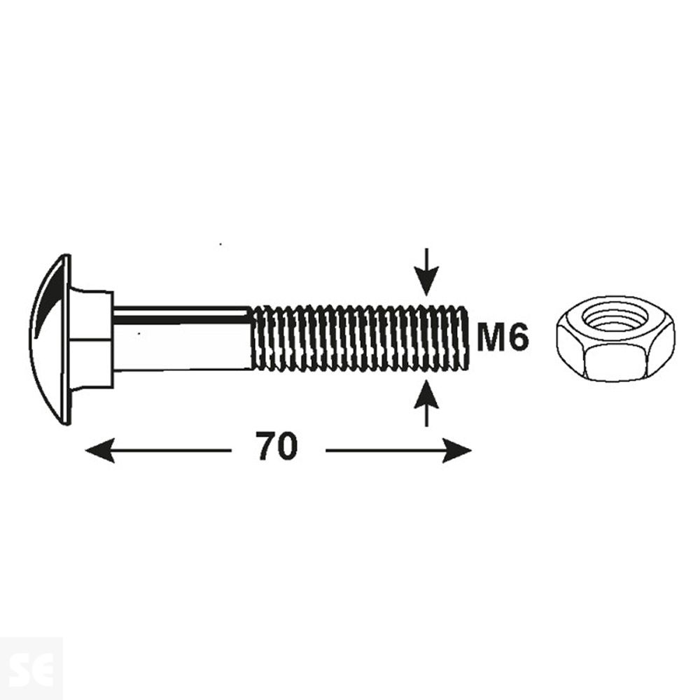 Tornillo Bloqueo + Tuercas Trc 603 Cincha Vz 603 M6x70 mm (20u.)