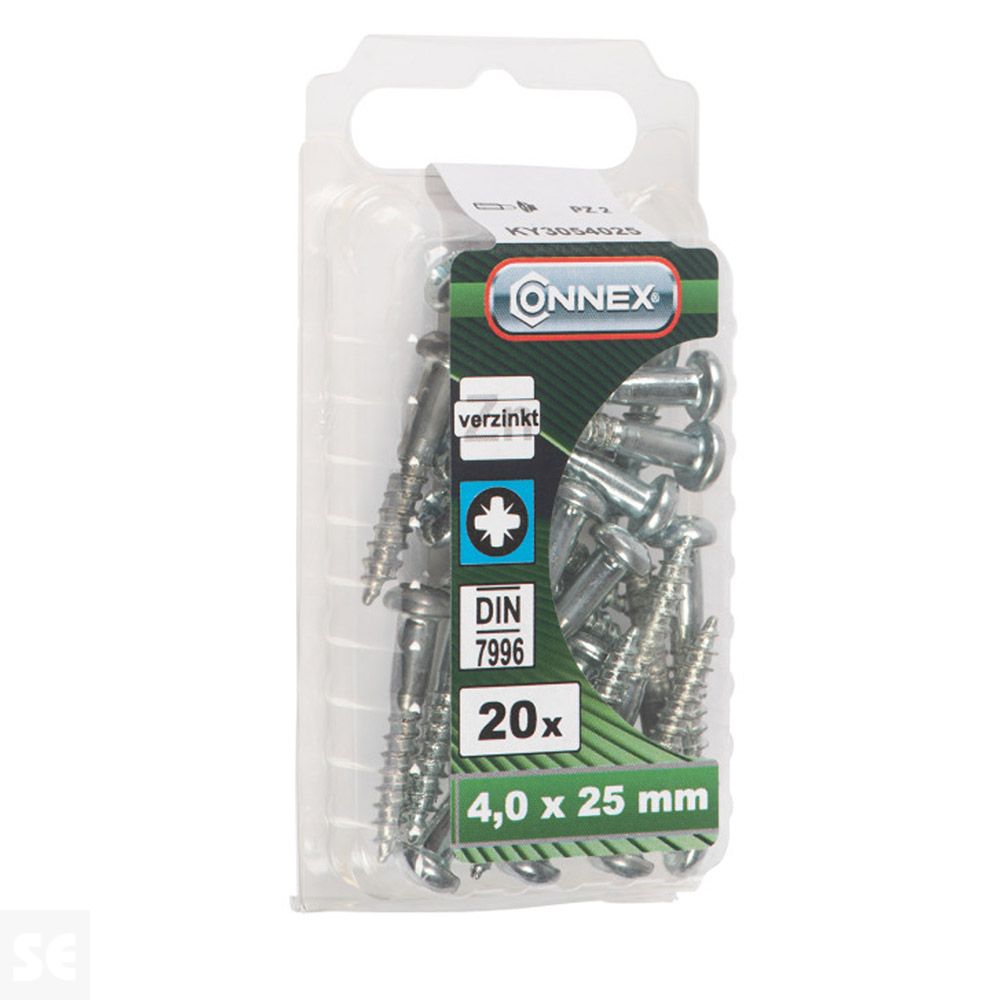 Tornillo Madera Cabeza Redonda Galvanizado 4x25mm. (20u.)