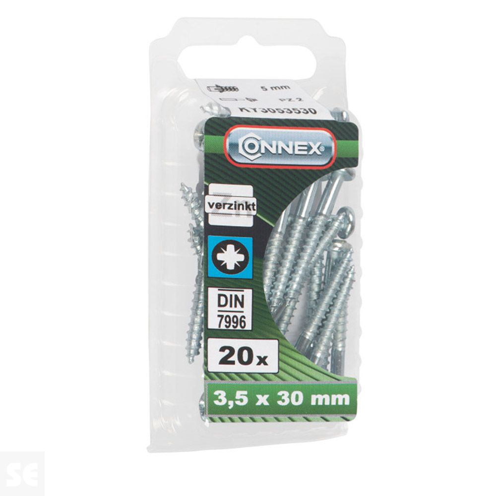 Tornillo Madera Cabera Redonda Galvanizado 3,5x30mm. (20u.)