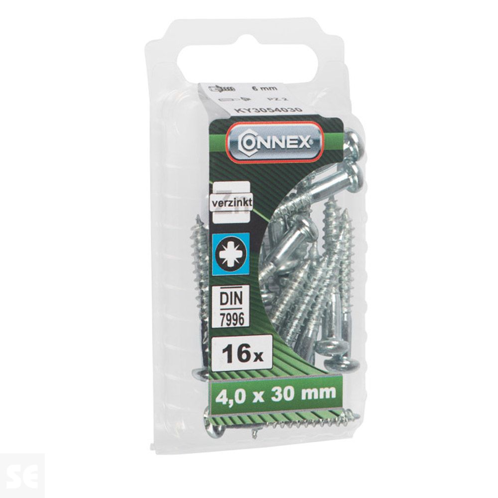 Tornillo Madera Cabeza Redonda Galvanizado 4x30mm. (16u.)