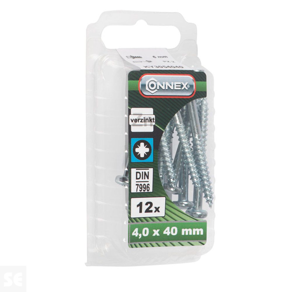 Tornillo Madera Cabeza Redonda Galvanizado 4x40mm. (12u.)