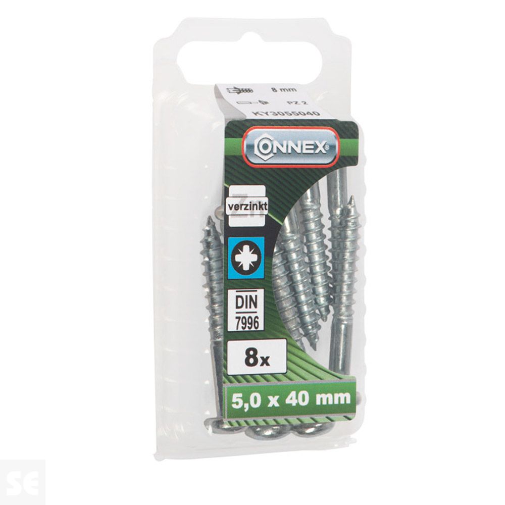 Tornillo Madera Cabeza Redonda Galvanizado 5x40mm. (8u.)