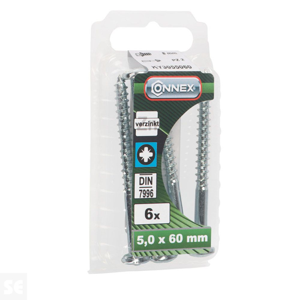 Tornillo Madera Cabeza Redonda Galvanizado 5x60mm. (6u.)