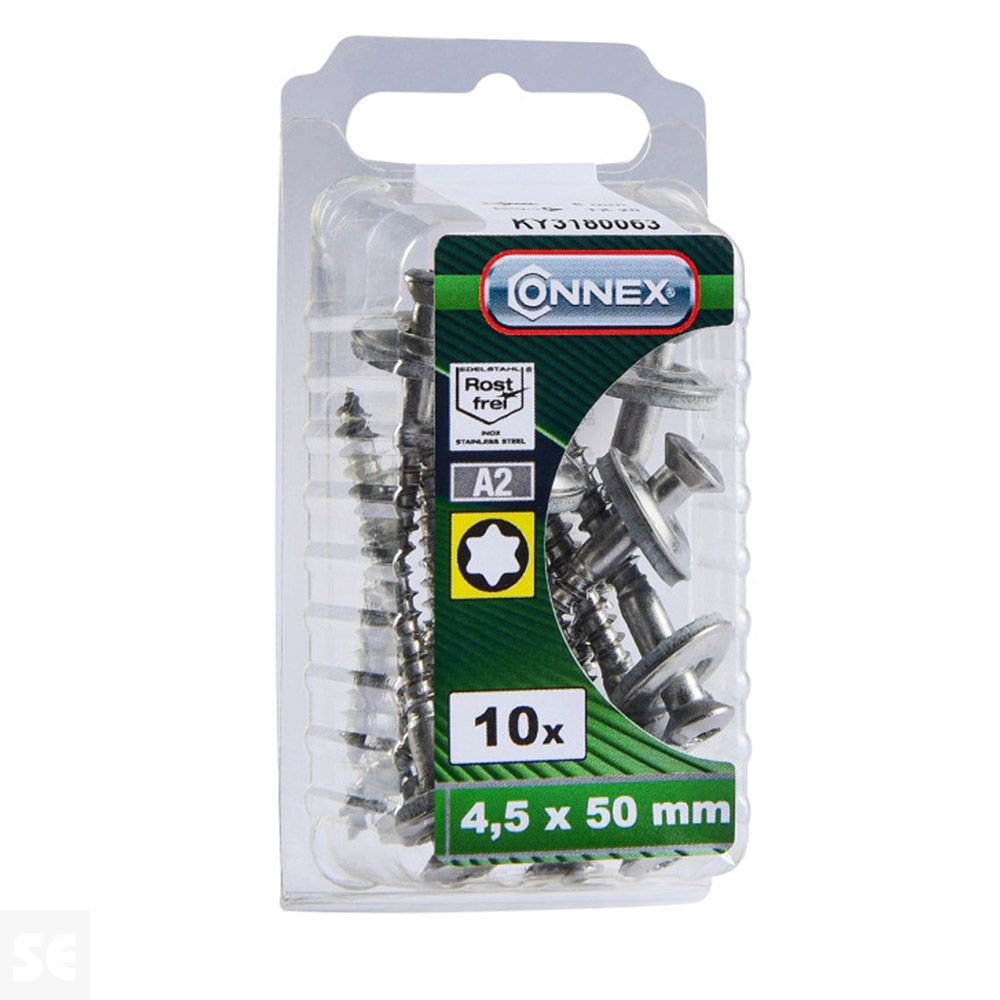 Tornillo con Embellecedor Inox.4,5x50mm. (10u.)