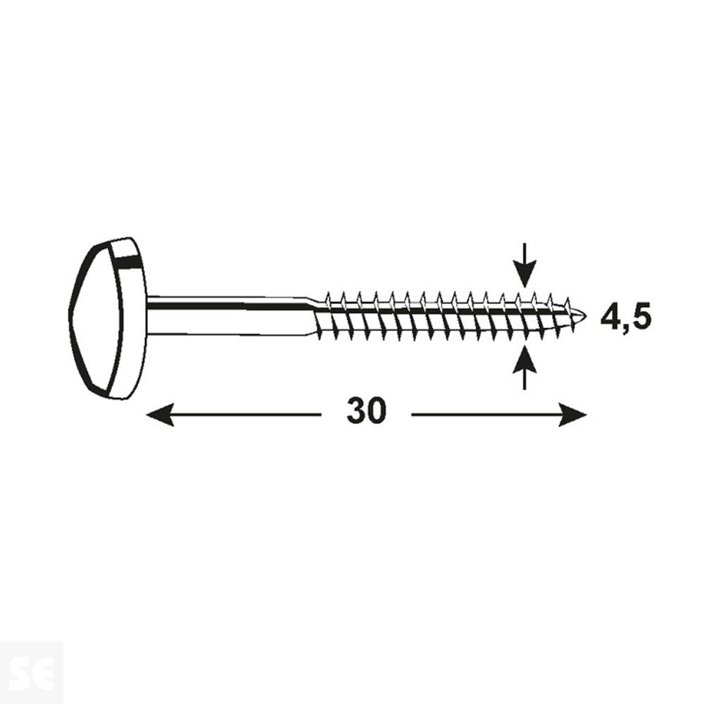 Tornillo Espejo 4,5x30mm. (4u.)
