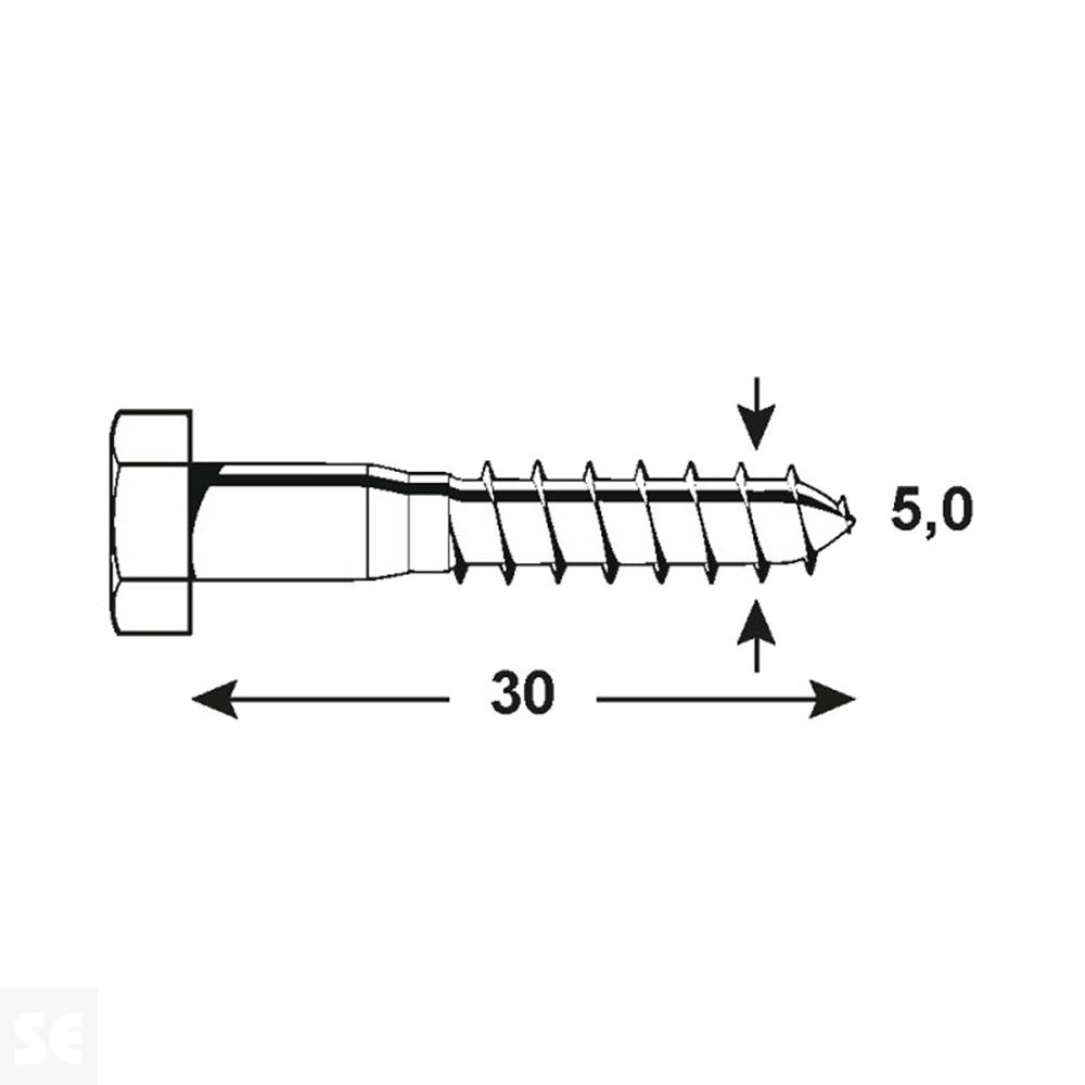 Tornillos para Madera 571 Hexagonal Galvanizado 5x30