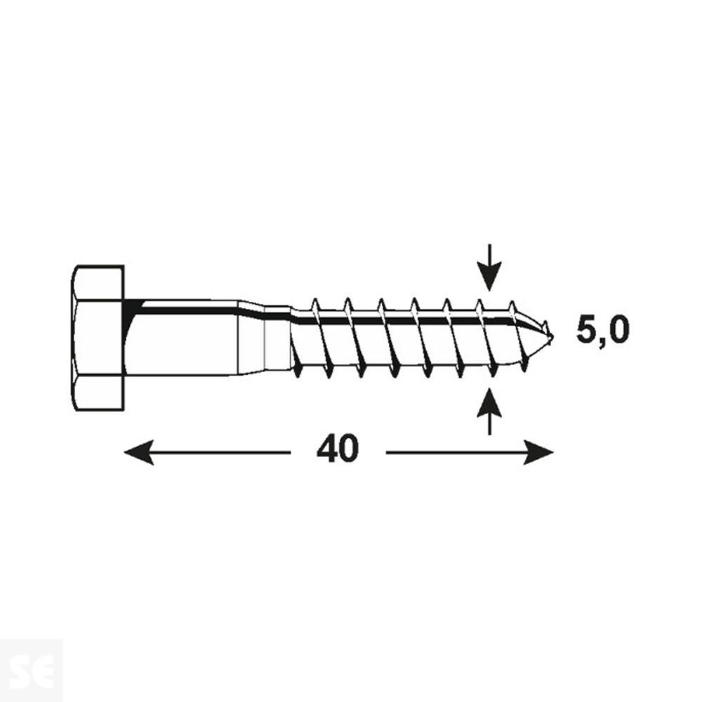 Tornillos para Madera 571 Hexagonal Galvanizado 5x40