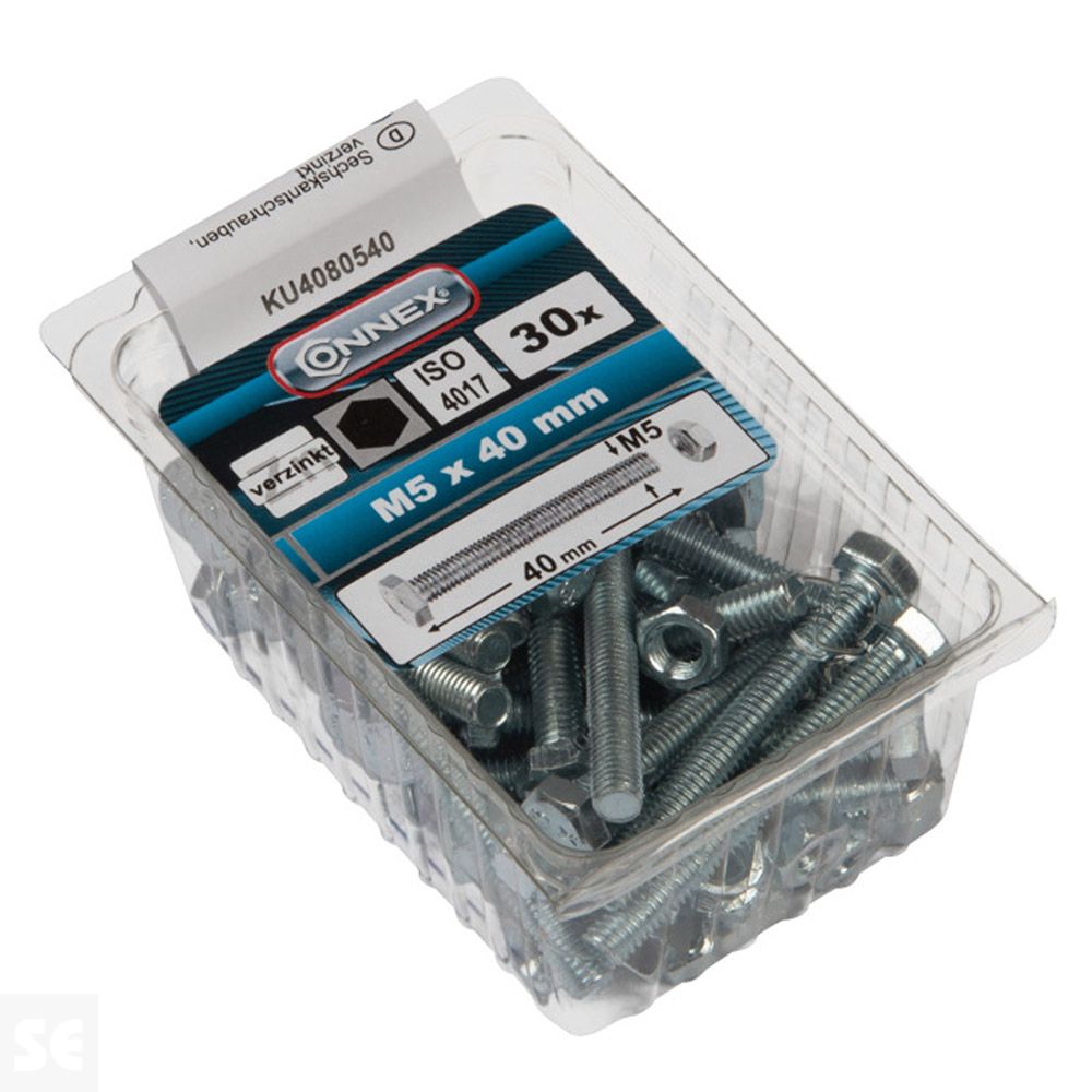 Tornillo Cabeza Hexagonal con Tuerca Cincada  Vz Ph 7078 M5x40 mm (30u.)