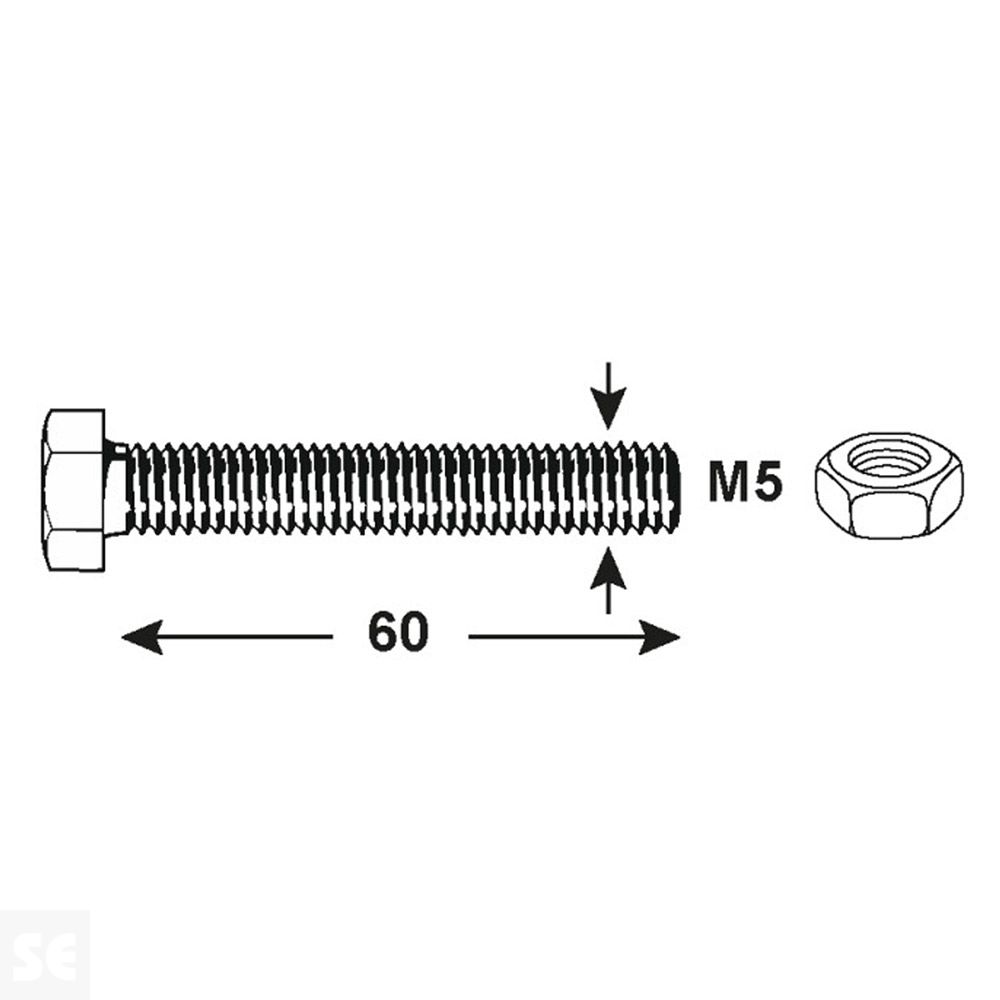 Tornillo Cabeza Hexagonal con Tuerca Cincada  Vz Ph 7080 M5x50 mm (20u.)
