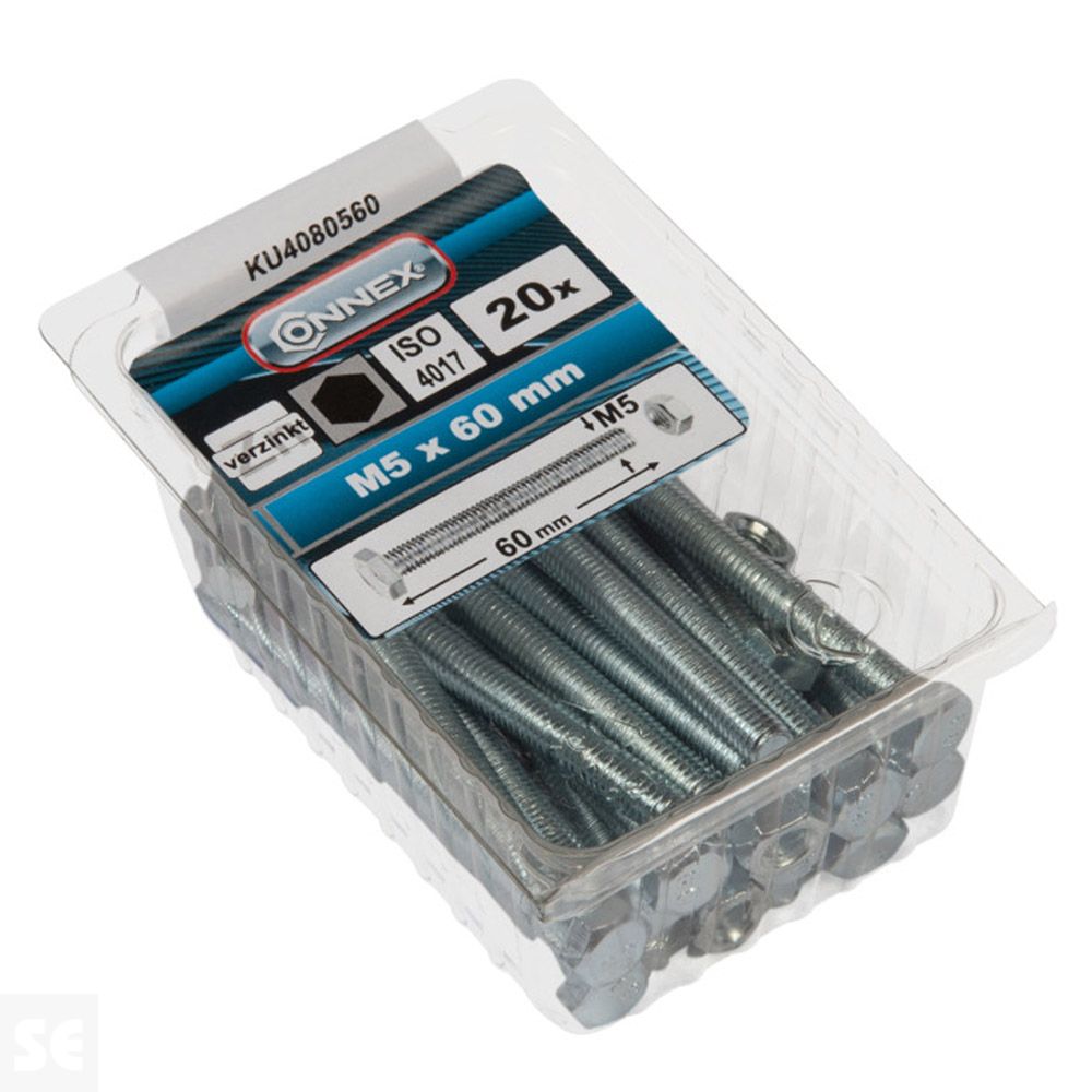 Tornillo Cabeza Hexagonal con Tuerca Cincada  Vz Ph 7080 M5x50 mm (20u.)