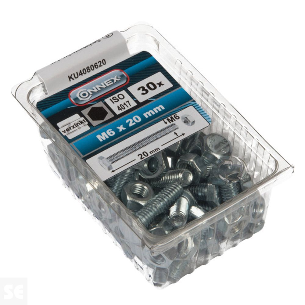 Tornillo Cabeza Hexagonal con Tuerca Cincada  Vz Ph 7085 M6x20 mm (30u.)