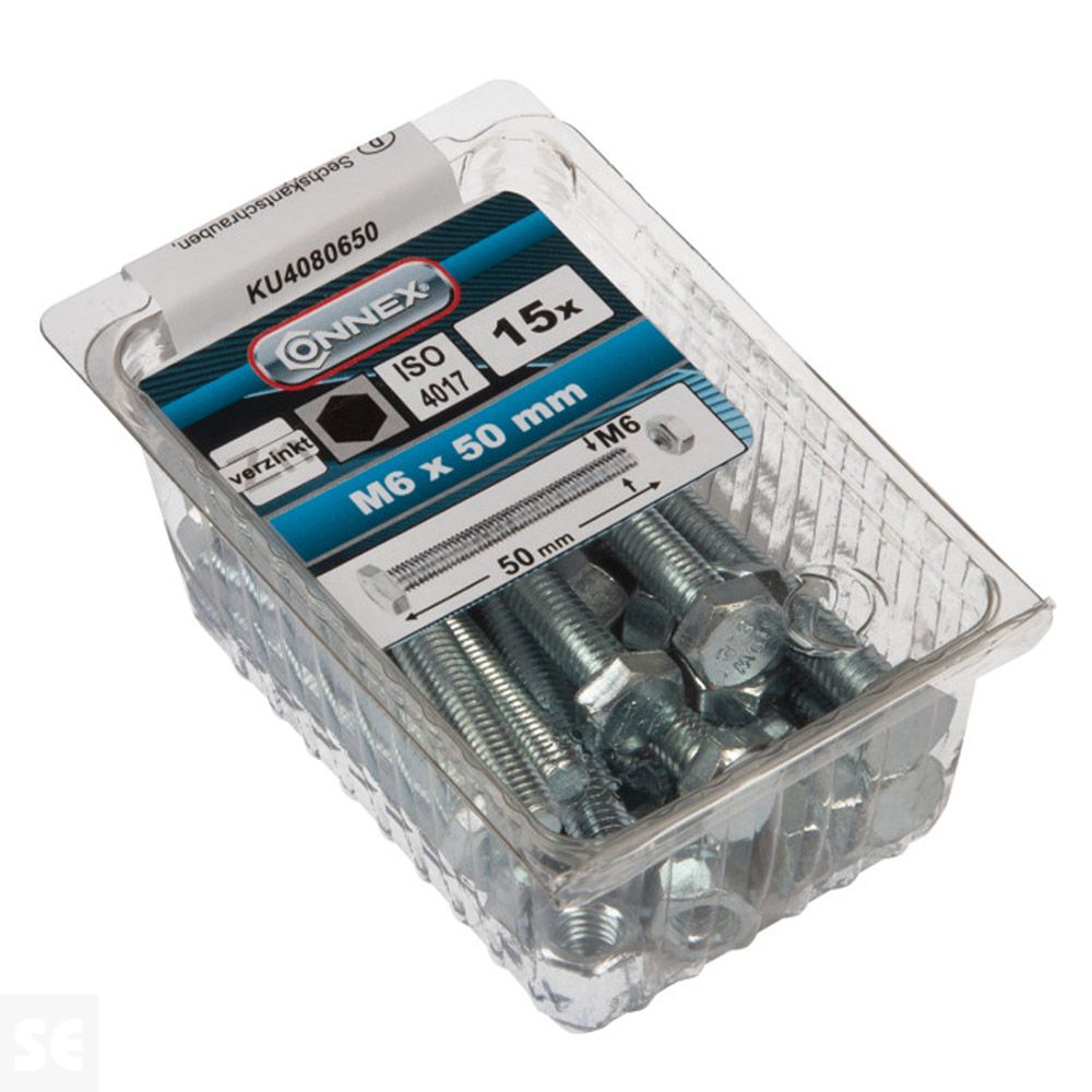 Tornillo Cabeza Hexagonal con Tuerca Cincada  Vz Ph 7094 M6x50 mm (15u.)