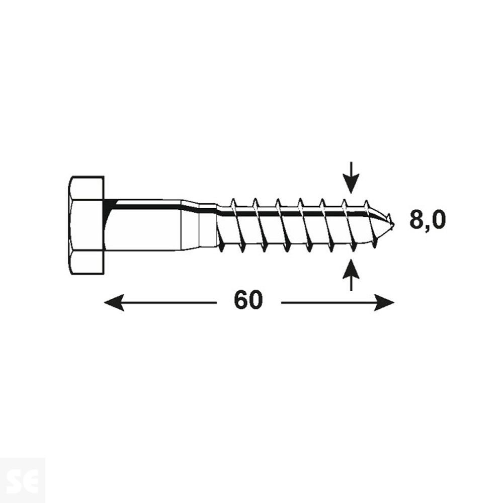 Tornillo Madera 571 Hexagonal Galvanizado 8x60mm. (4u.)