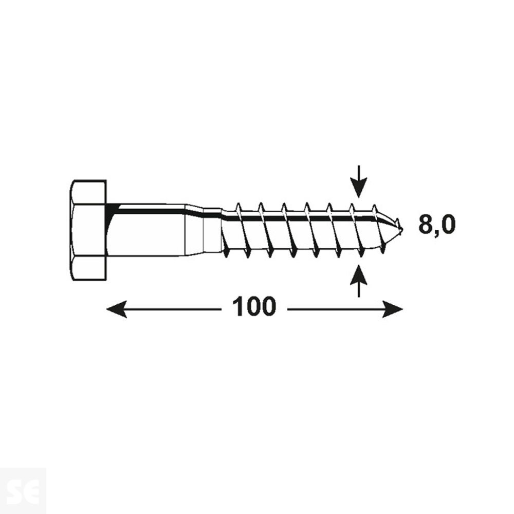 Tornillo Madera 571 Hexagonal Galvanizado 8x10mm. (6u.)
